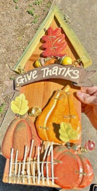 Give Thanks Fall Hanging Hand Made Wood Decor 18.5 in x 7.75 in